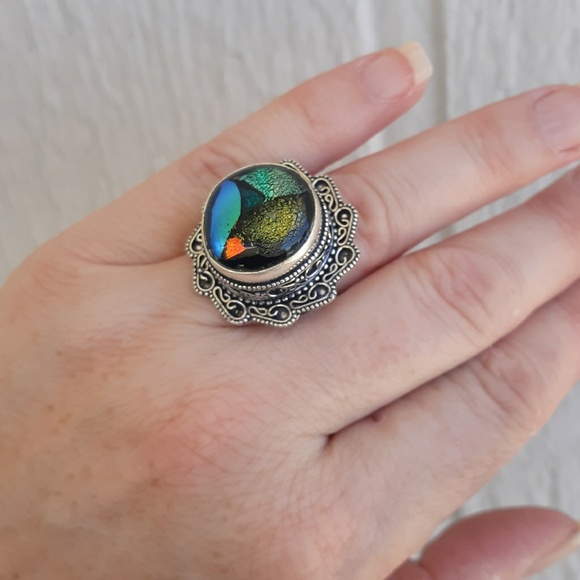 New Dichoric Glass 925 Silver Ring. - Picture 4 of 8